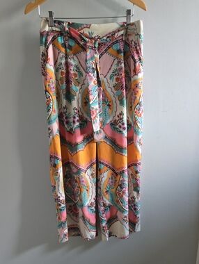 Boho Multicoloured Wide Leg Pants Eliane Rose Size Large